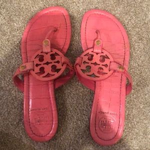 Tory Burch neon pink miller flats